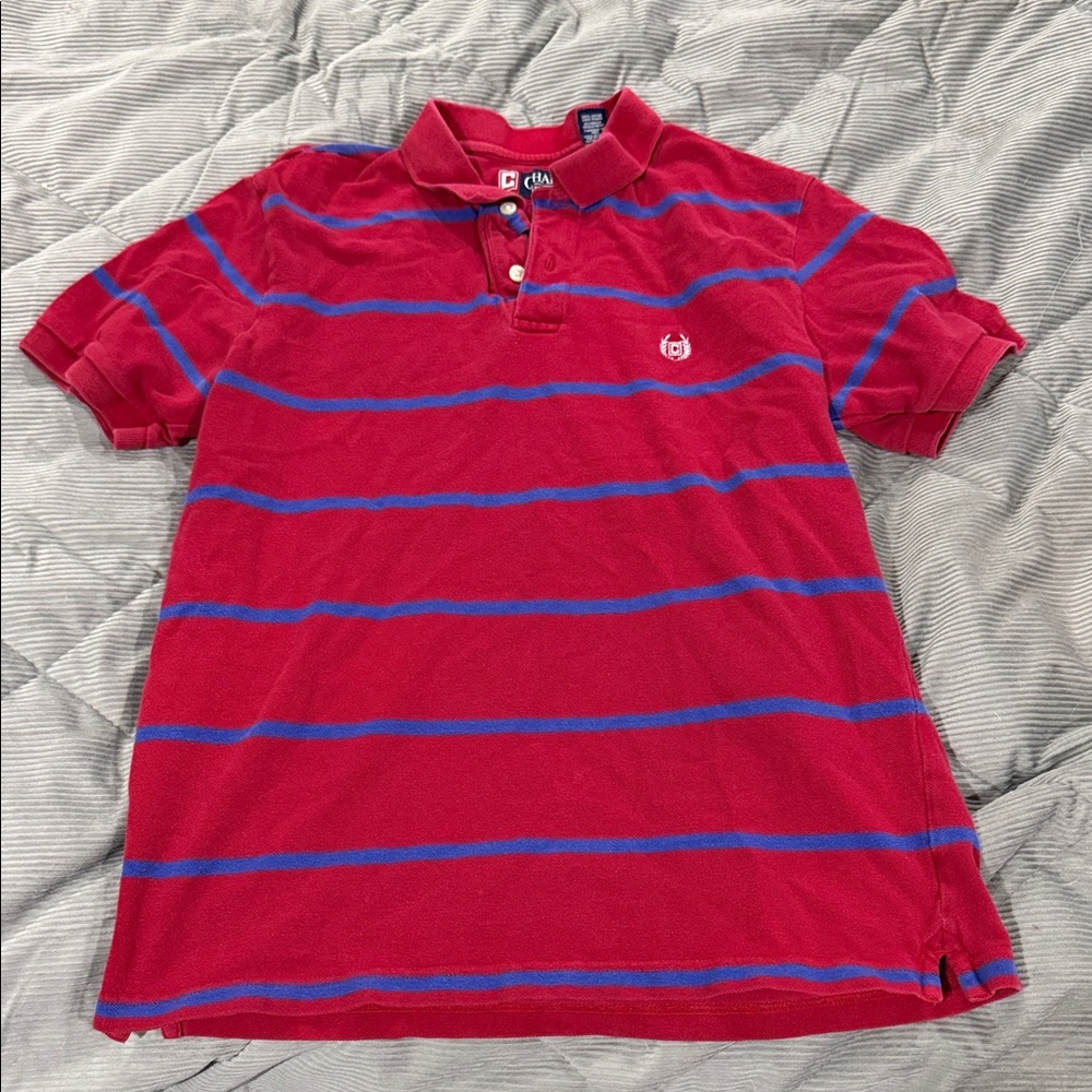 Chaps Red Polo with Blue Stripes